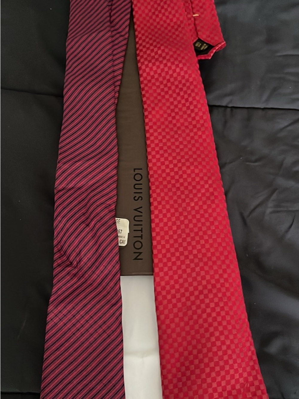 Louis Vuitton Red and Black Patterned Silk Tie Duo